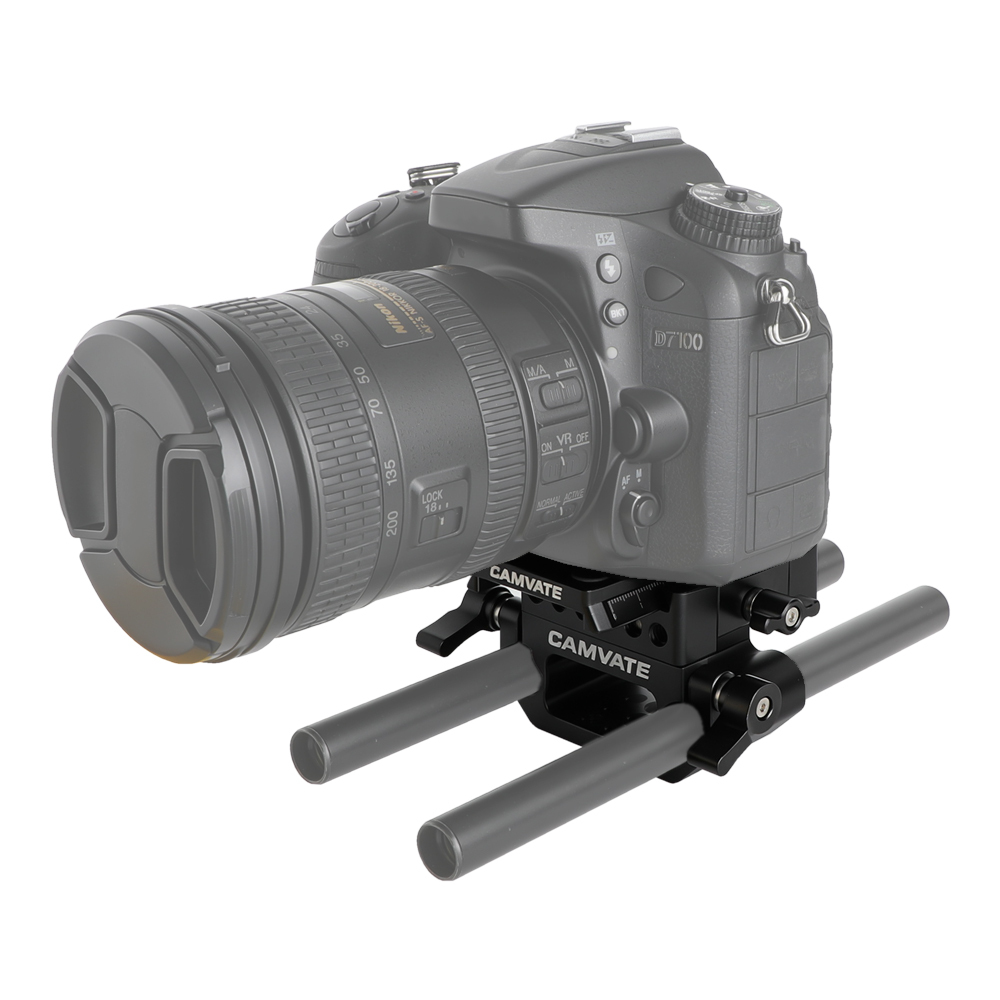 CAMVATE Standard Manfrotto Quick Release Baseplate Assembly With 15mm Dual Rod Clamp Base