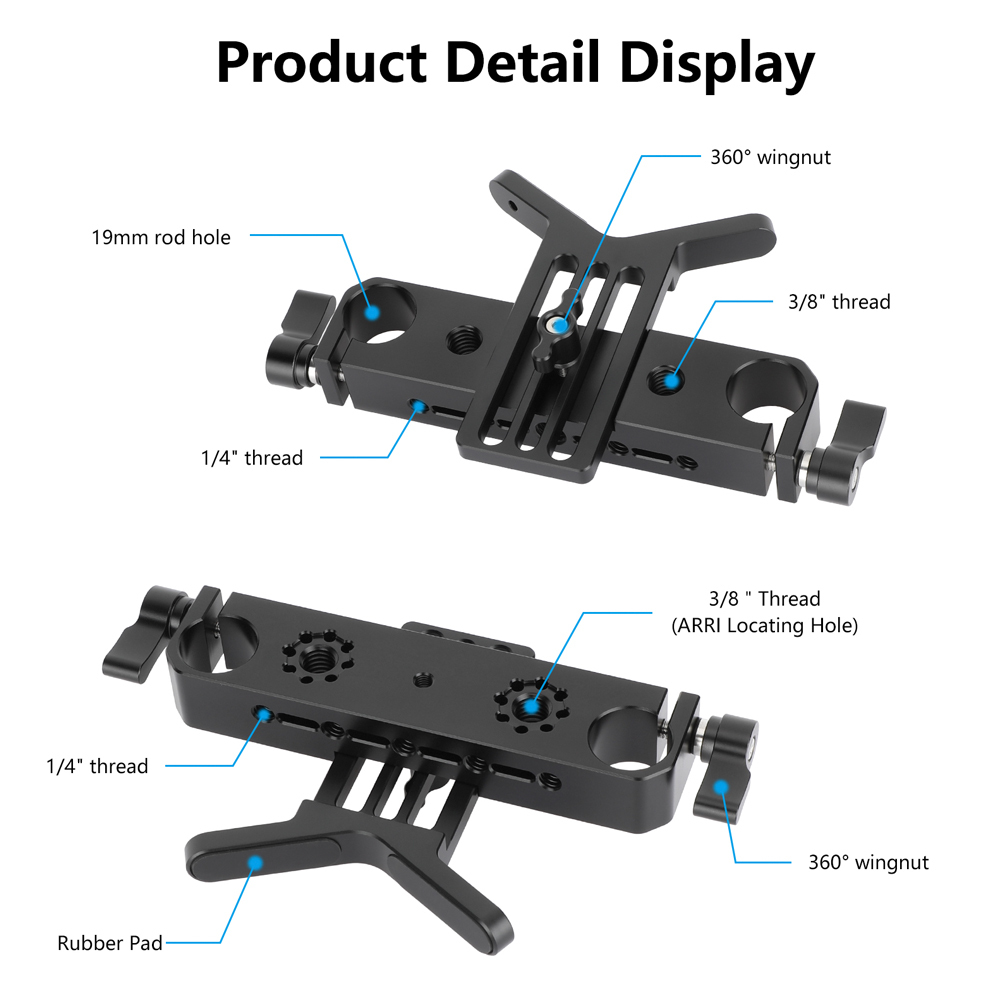 CAMVATE 19mm Studio Rod Clamp with Y-Shaped Lens Support