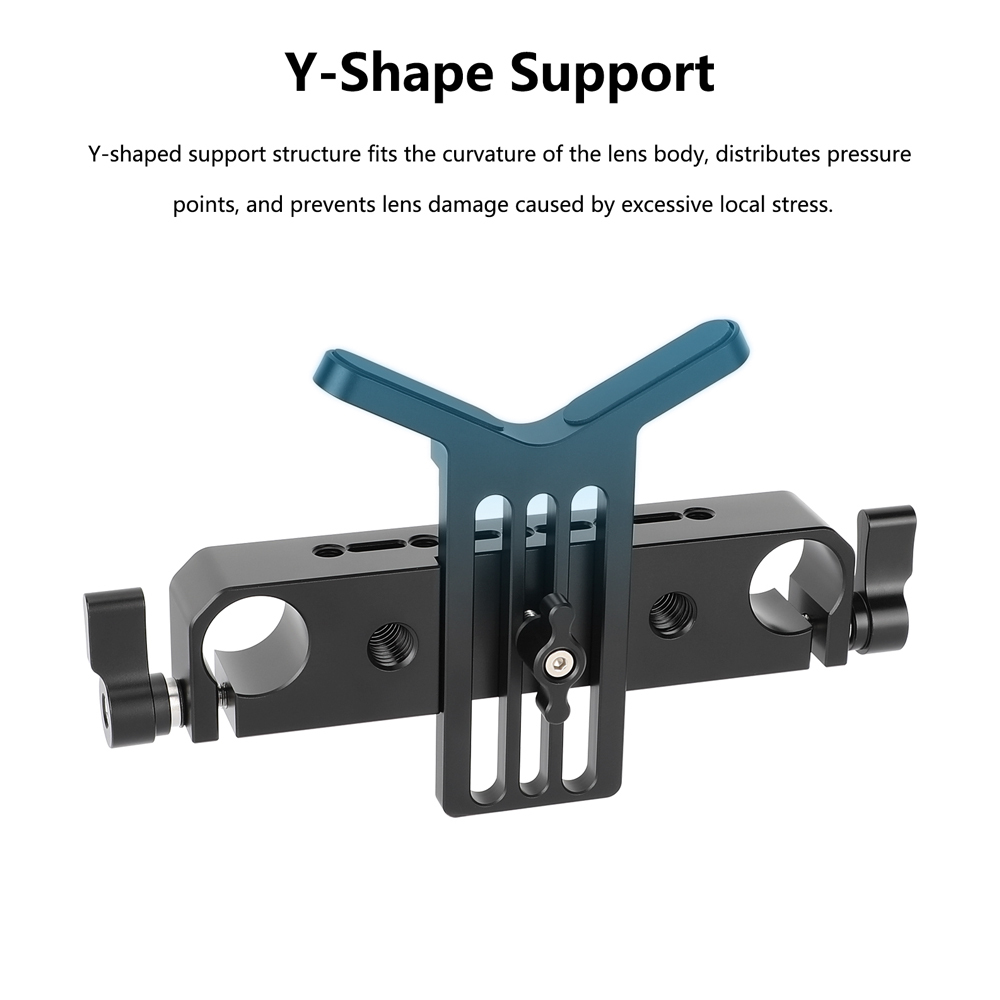 CAMVATE 19mm Studio Rod Clamp with Y-Shaped Lens Support