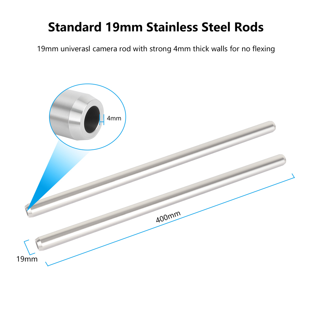 CAMVATE 19mm Stainless Steel Rod Pair (7.87")