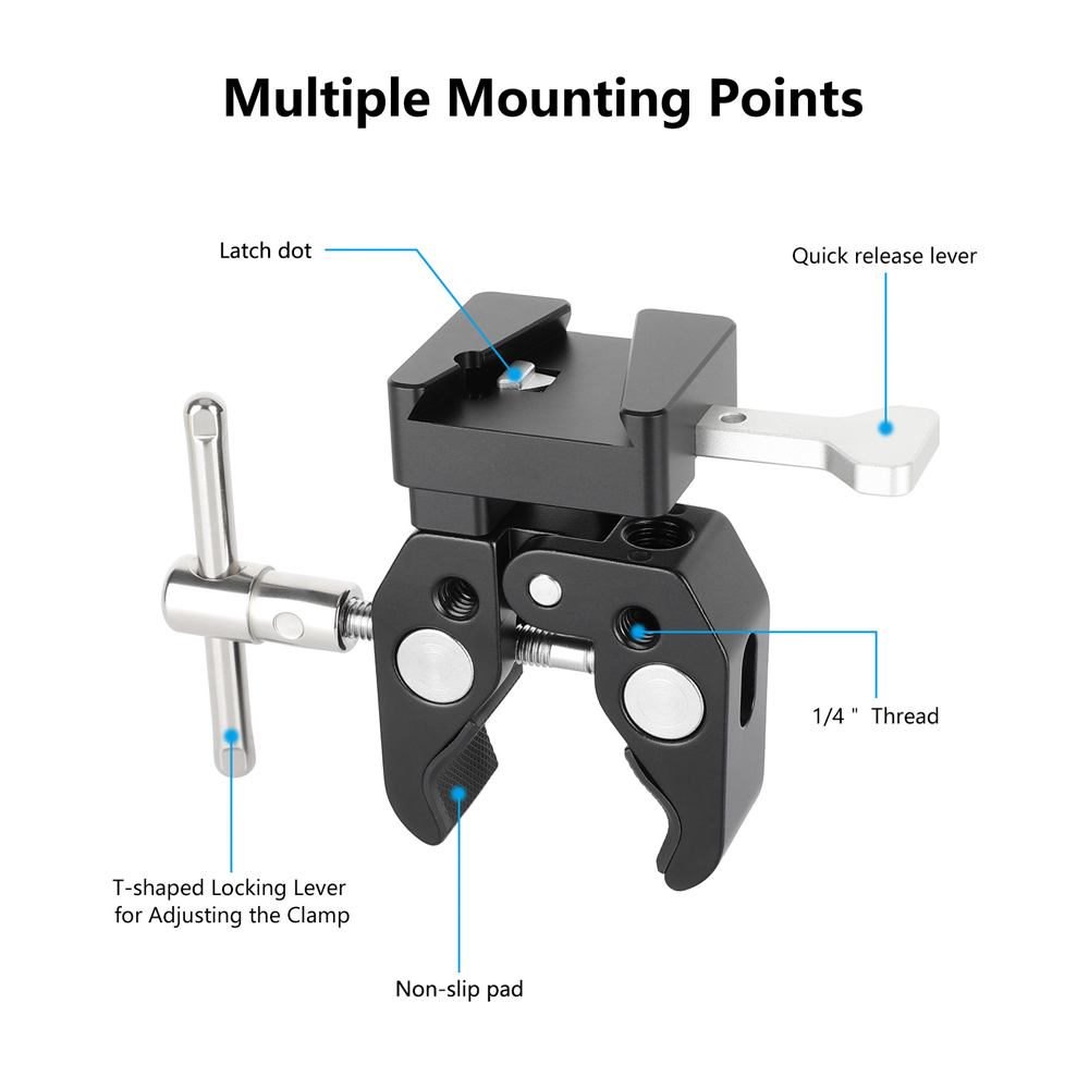 CAMVATE Super Crab Clamp + Universal V-Lock Mount Quick Release Adapter For DSLR Camera Battery