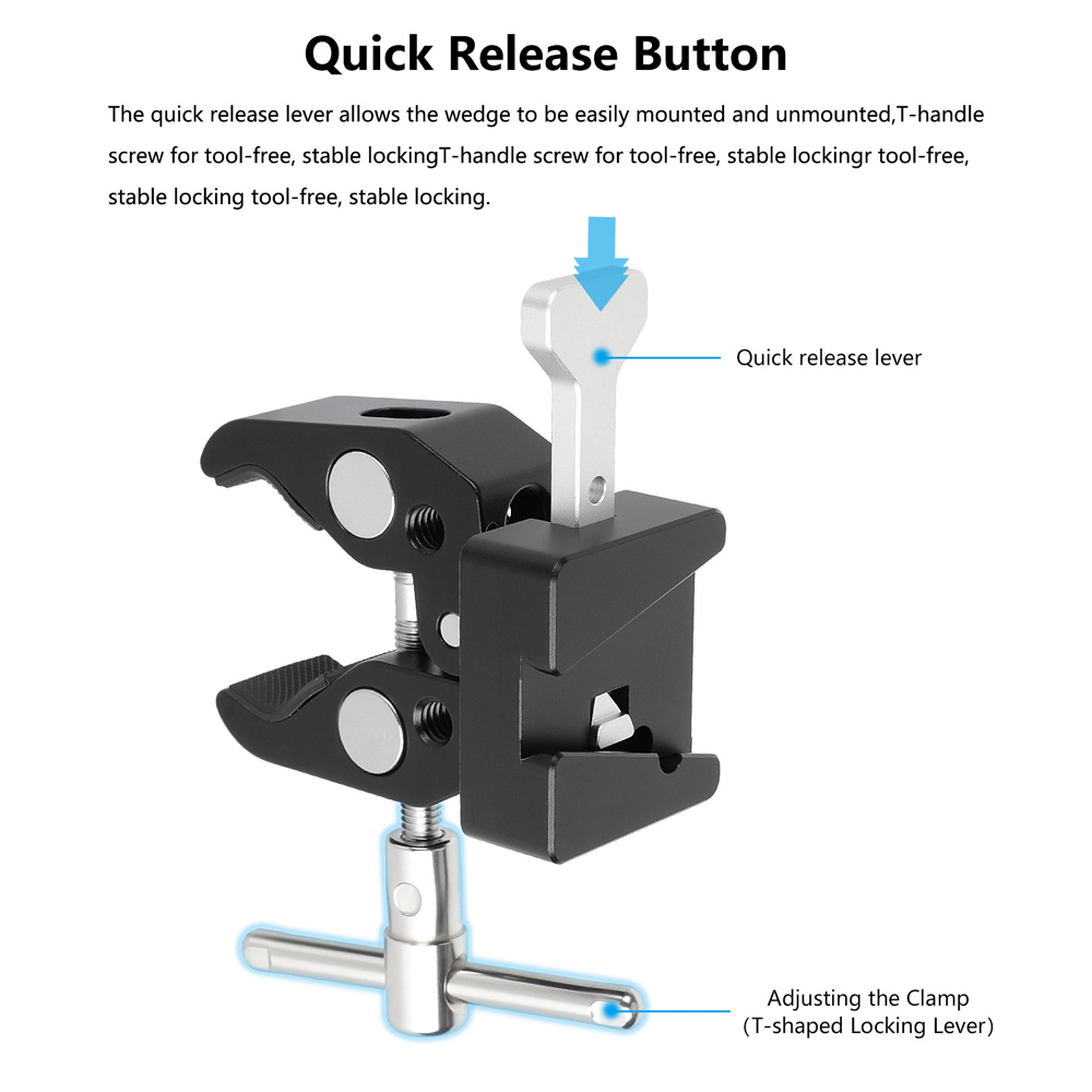 CAMVATE Super Crab Clamp + Universal V-Lock Mount Quick Release Adapter For DSLR Camera Battery