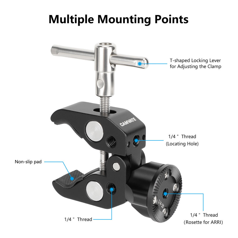 CAMVATE Super Clamp with ARRI Rosette Mount (1/4"-20 Center Thread)