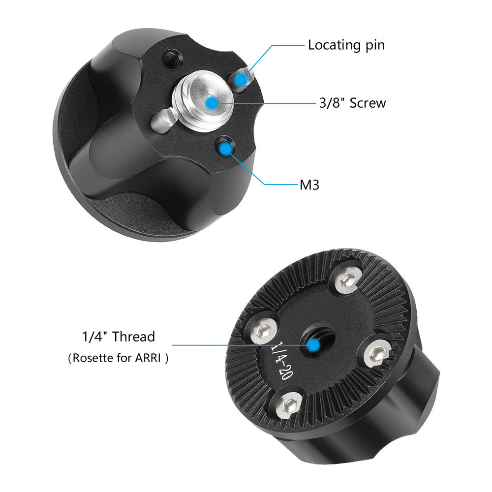 CAMVATE ARRI-Style Rosette 1/4"-20 Mount with 3/8"-16 Anti-Twist Screw