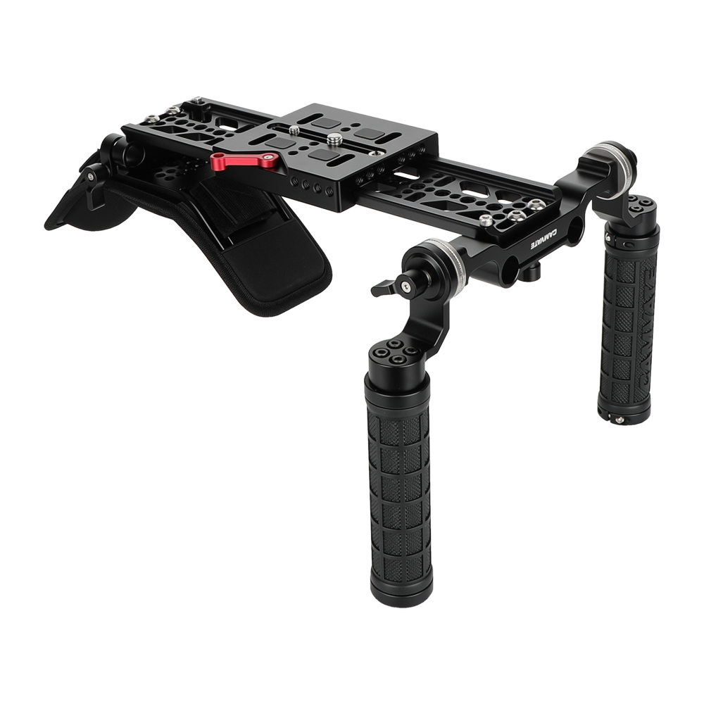CAMVATE Shoulder Mount Rig With ARRI 12" Dovetail Bridge Plate & Rosette Handgrip Pair For DSLR Camera / DV Camcorder