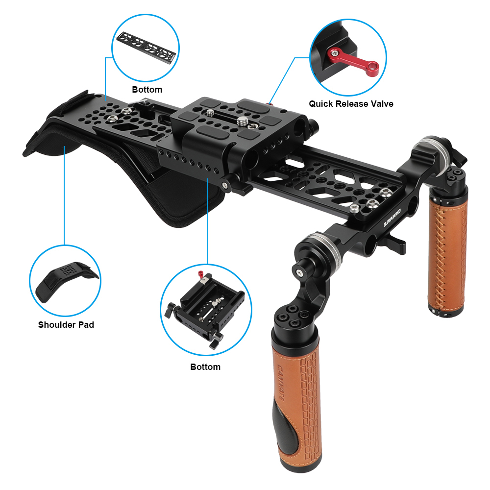 CAMVATE Shoulder Rig Handle Kit For C100 200 300 / Sony fs5 fs7  / Panasonic AU-EVA1