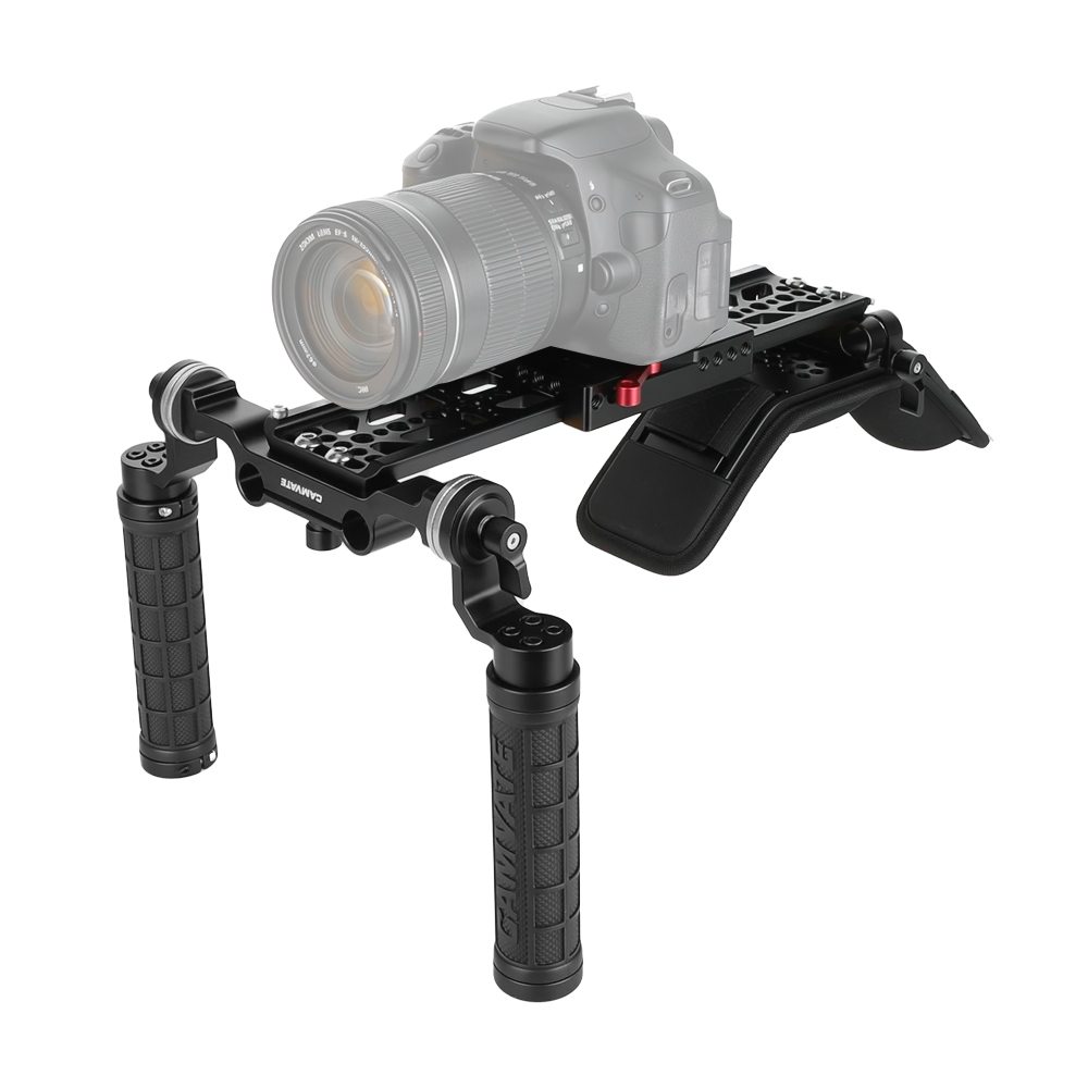 CAMVATE Shoulder Mount Rig With ARRI 12" Dovetail Bridge Plate & Rosette Handgrip Pair For DSLR Camera / DV Camcorder
