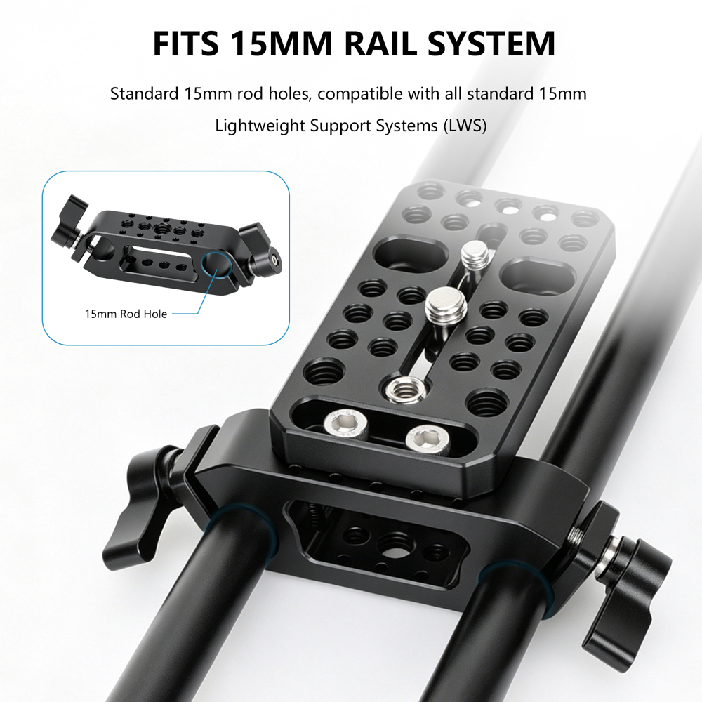 CAMVATE 15mm LWS Dual-Rod Clamp with 1/4''-20 Male Screw Adapter