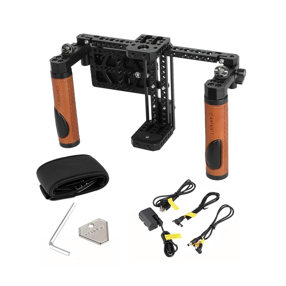 CAMVATE 7" Monitor Cage Kit with Dual Rosette Mount Rubber Handgrips