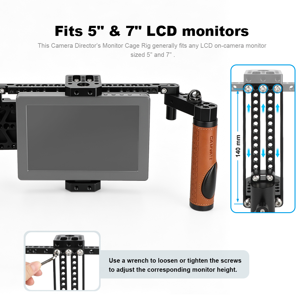 CAMVATE 7" Monitor Cage Kit with Dual Rosette Mount Rubber Handgrips
