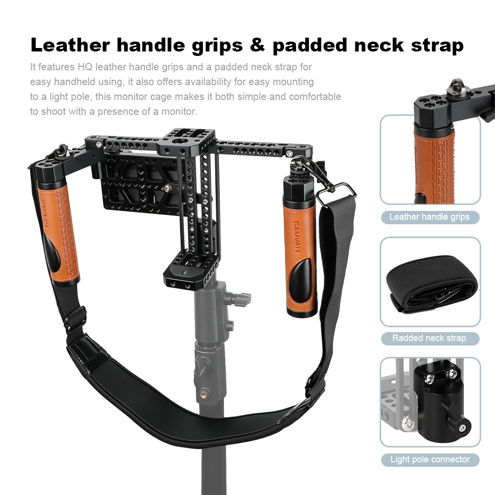 CAMVATE 7" Monitor Cage Kit with Dual Rosette Mount Rubber Handgrips