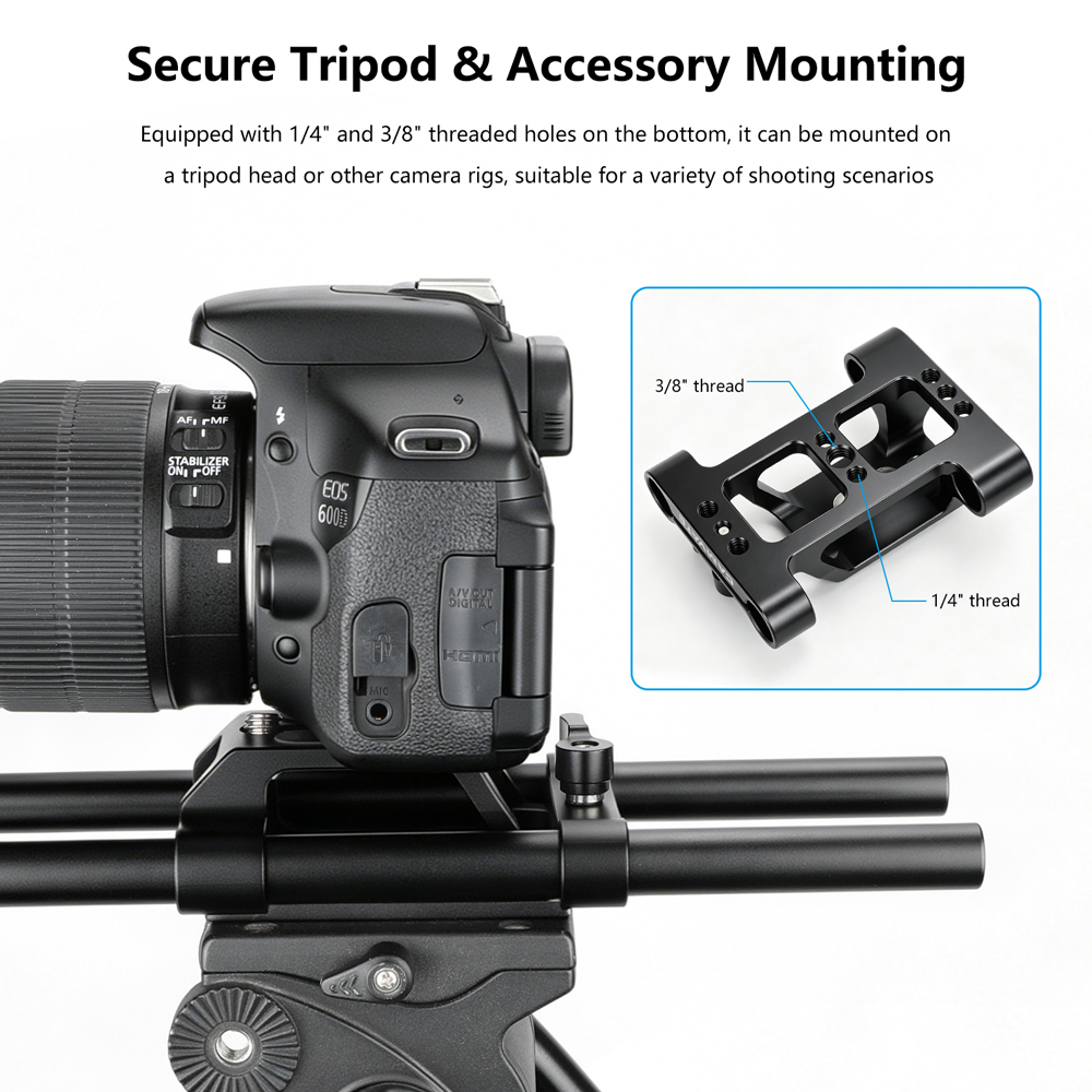 CAMVATE Arca-Type Baseplate Kit with 15mm LWS Rod Mount