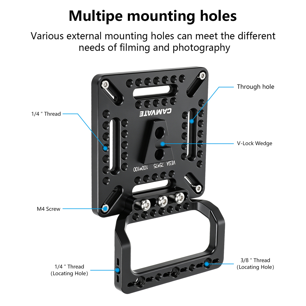 CAMVATE Multipurpose Cheese Plate with VESA Mount & Handle (75 to 100mm, Black)