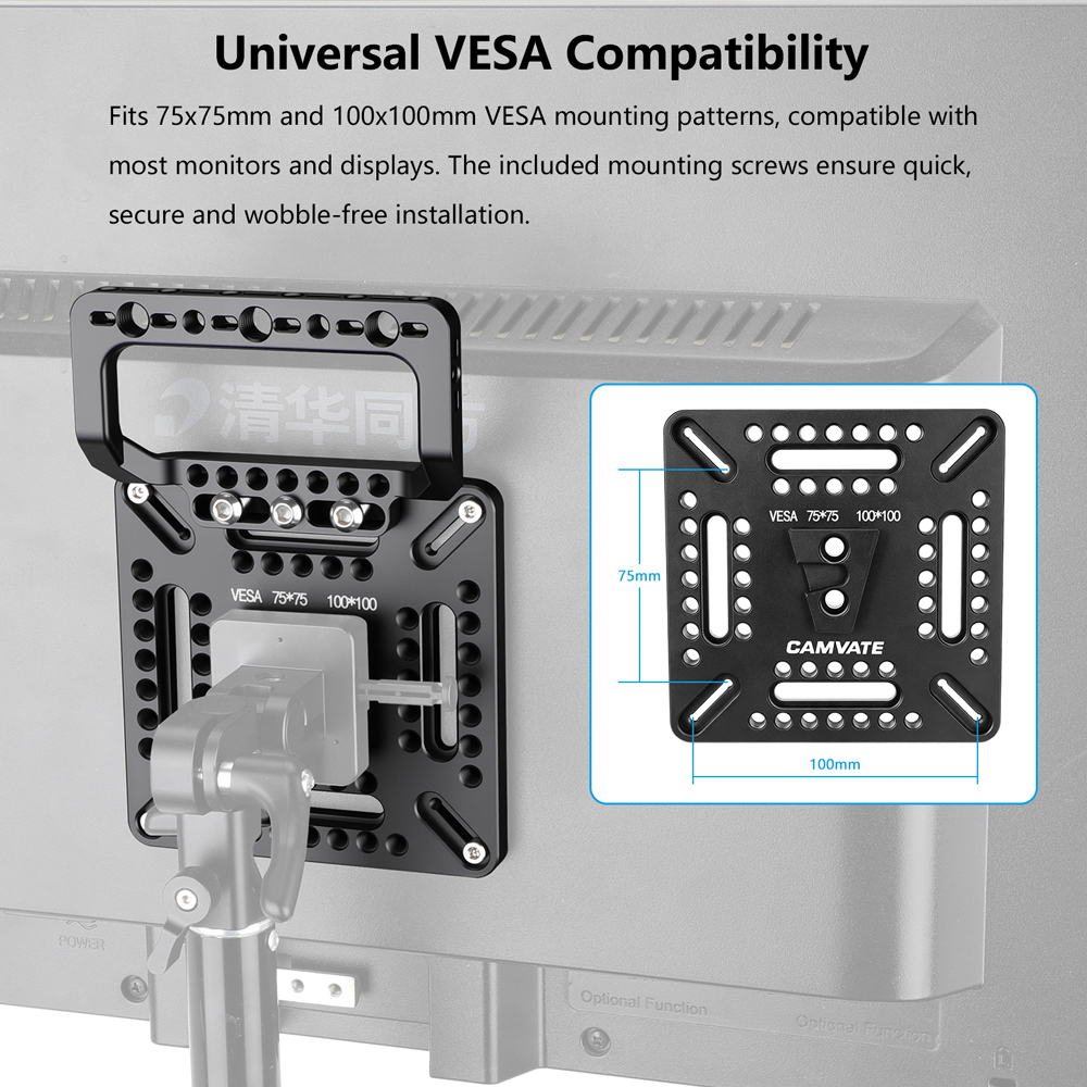 CAMVATE Multipurpose Cheese Plate with VESA Mount & Handle (75 to 100mm, Black)