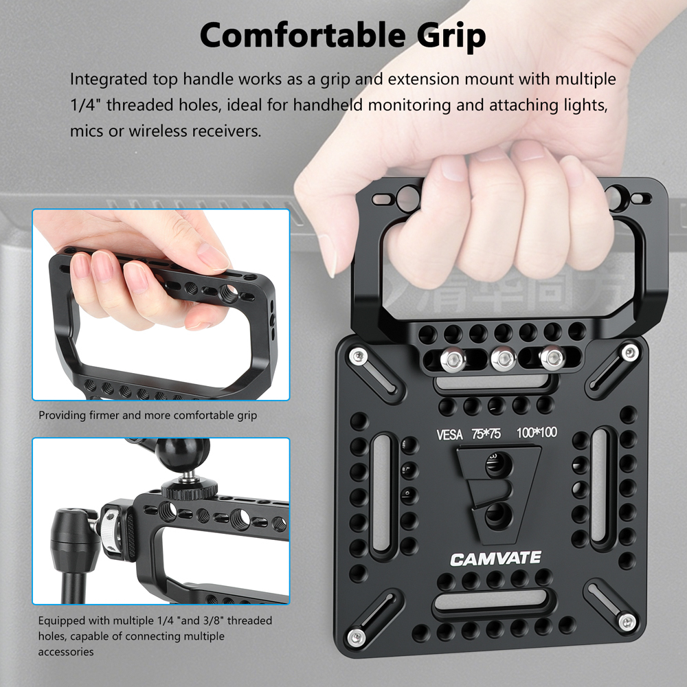 CAMVATE Multipurpose Cheese Plate with VESA Mount & Handle (75 to 100mm, Black)