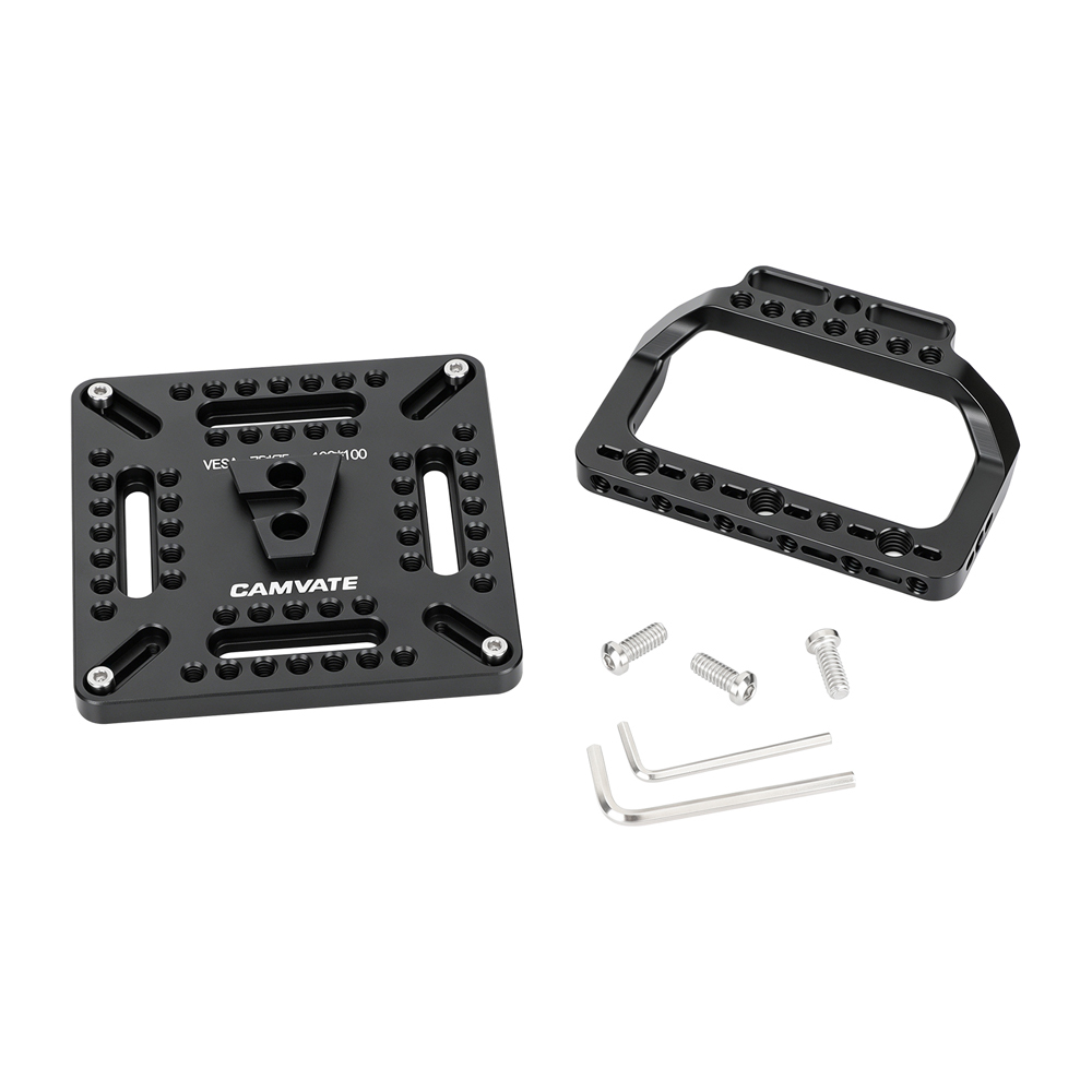 CAMVATE Multipurpose Cheese Plate with VESA Mount & Handle (75 to 100mm, Black)