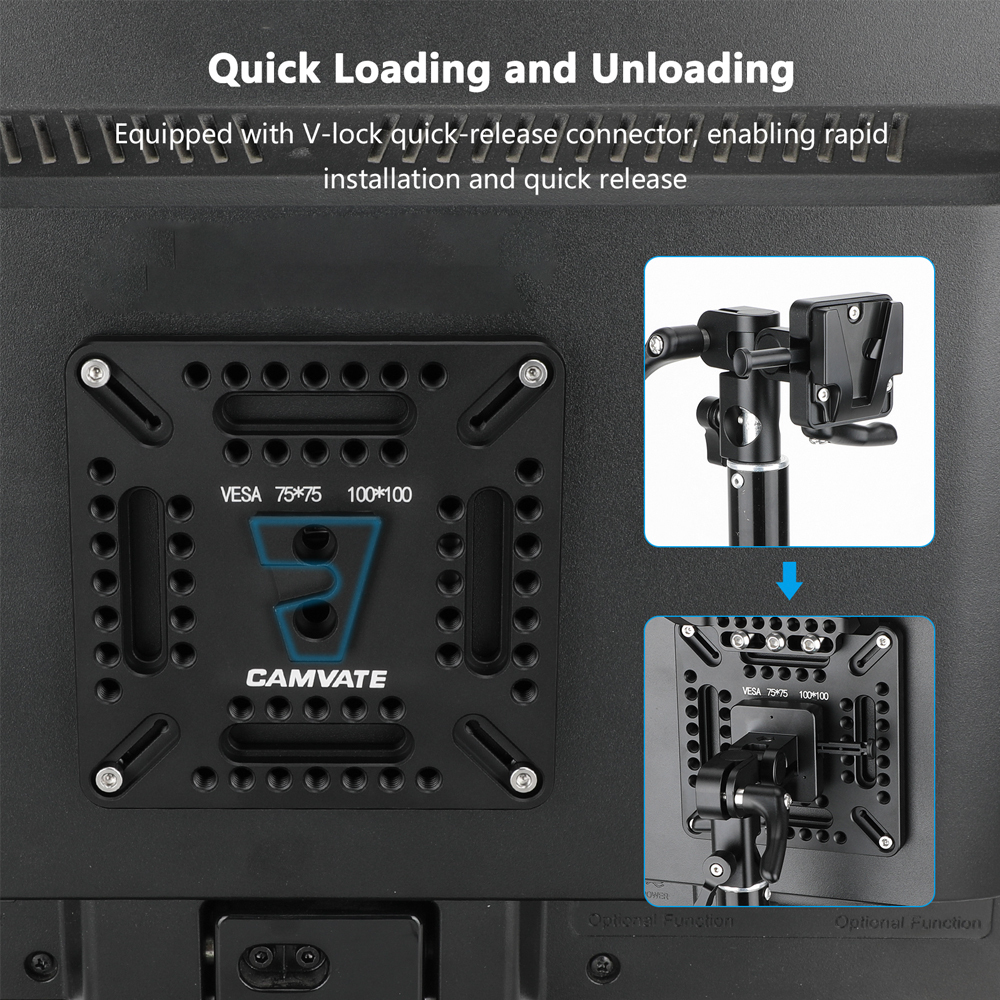 CAMVATE Multipurpose VESA Monitor Mounting Plate with V-Lock Wedge & Handle (75 to 100mm)