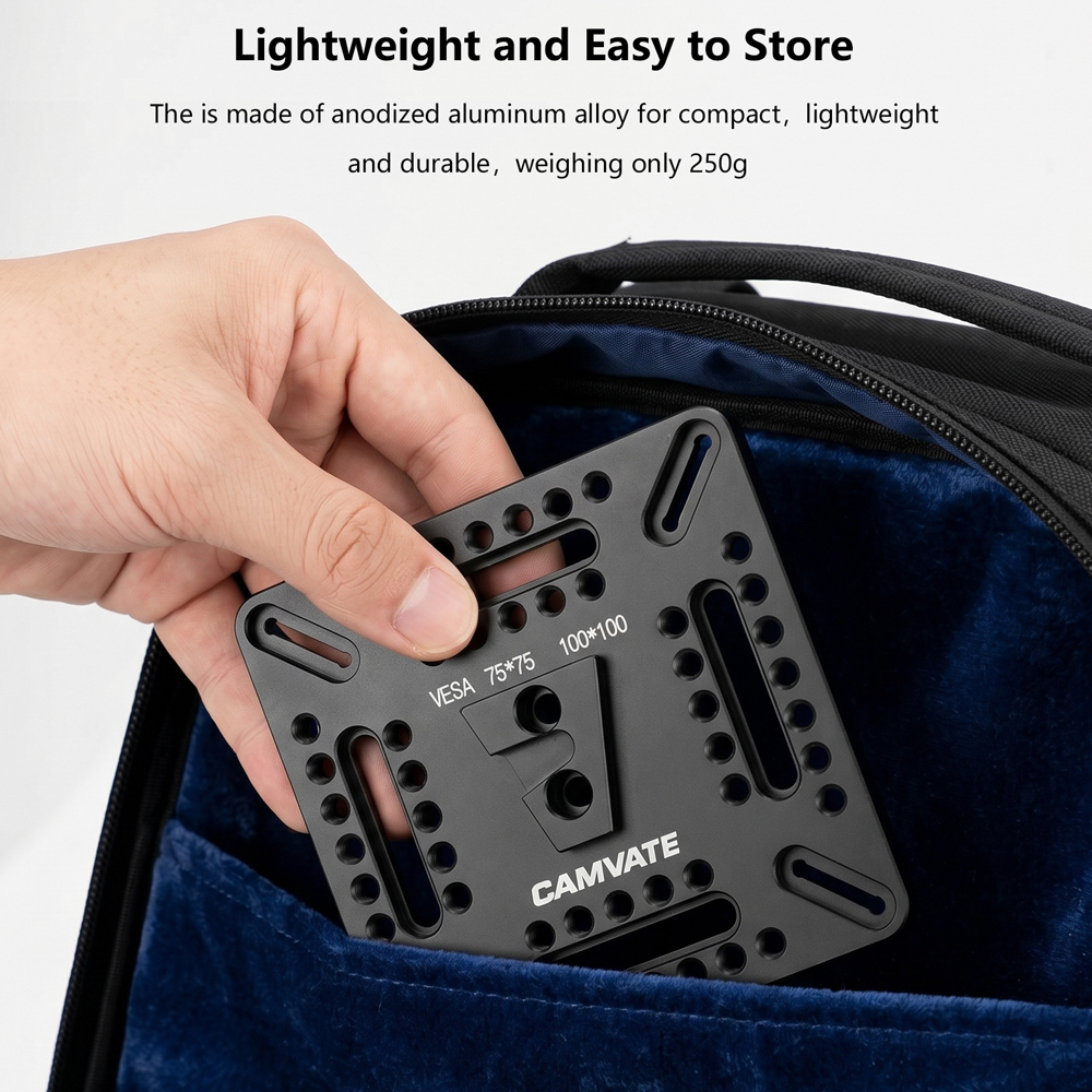 CAMVATE Multipurpose VESA Monitor Mounting Plate with V-Lock Wedge & Handle (75 to 100mm)