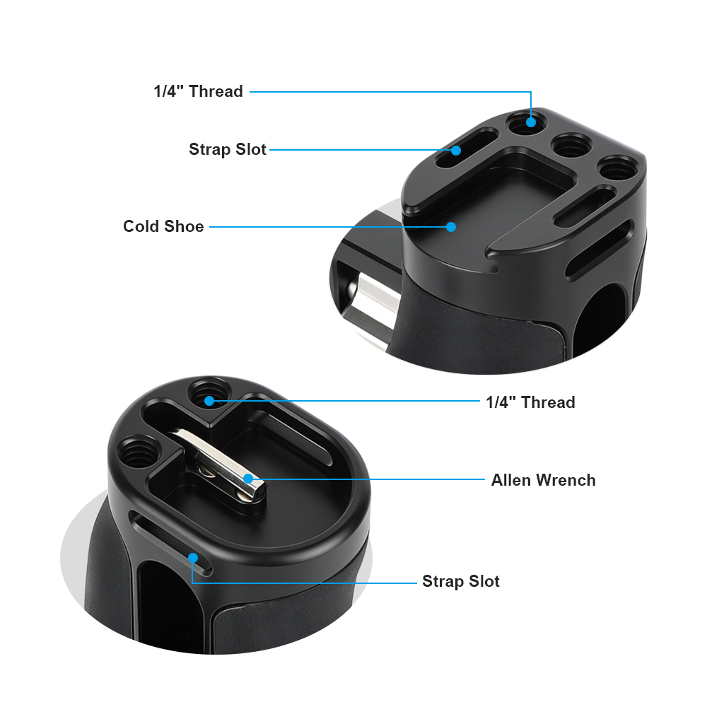 CAMVATE Side Handle with Dual 1/4"-20 Screw Mount