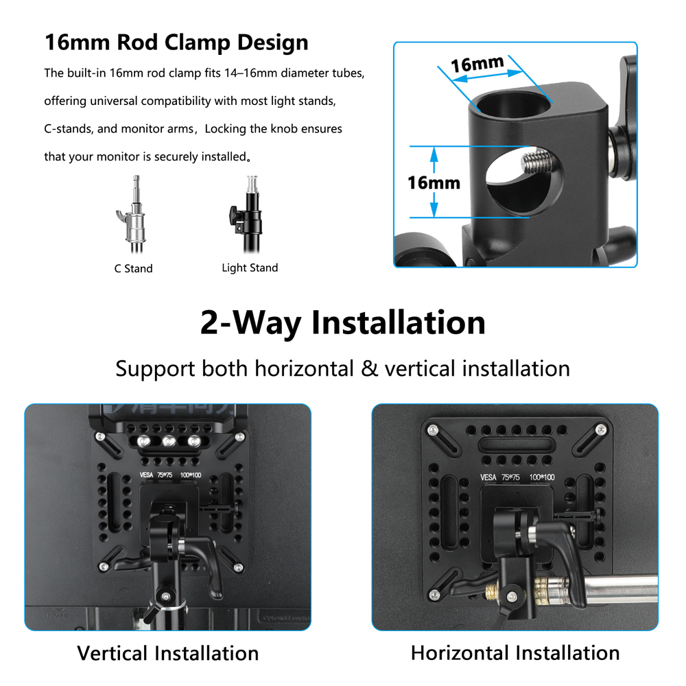 CAMVATE Multipurpose VESA Monitor Mounting Plate with V-Lock Wedge (75 to 100mm)