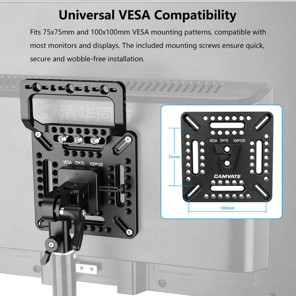 CAMVATE Multipurpose VESA Monitor Mounting Plate with V-Lock Wedge (75 to 100mm)