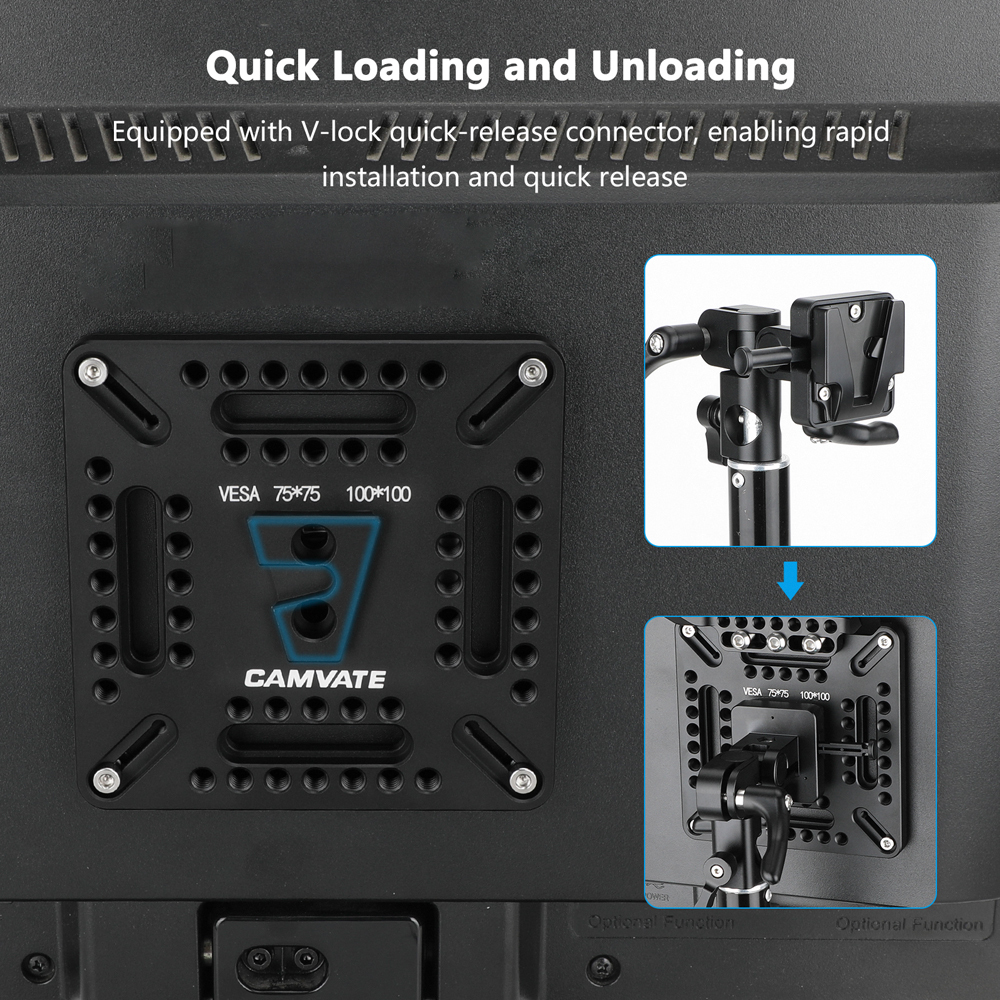CAMVATE Multipurpose VESA Monitor Mounting Plate with V-Lock Wedge (75 to 100mm)