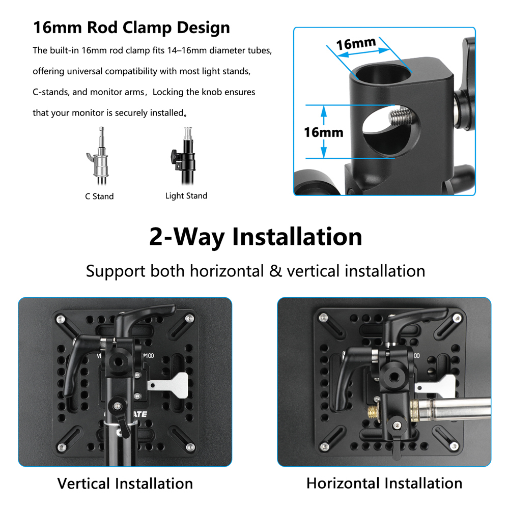 CAMVATE Quick Release V-Lock to Light/C-Stand Adapter