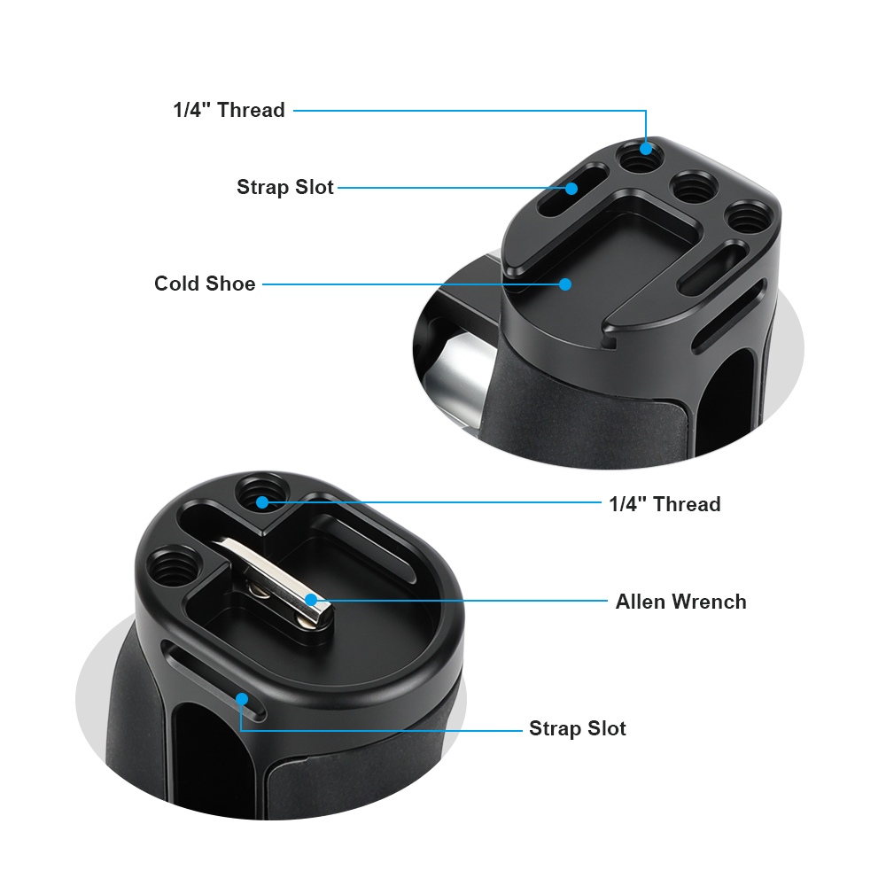 CAMVATE Side Handle with Dual 1/4"-20 Screw Mount