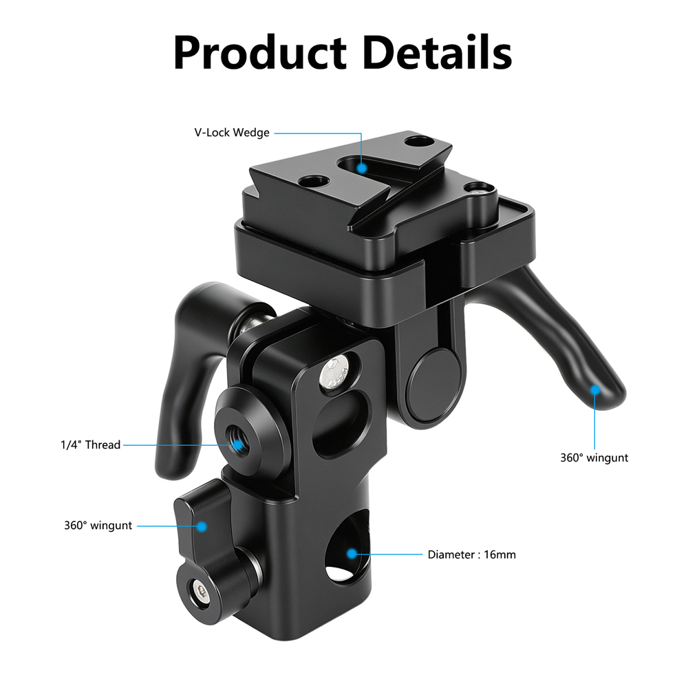 CAMVATE Adjustable 5/8" Pole Mount with V-Lock Wedge