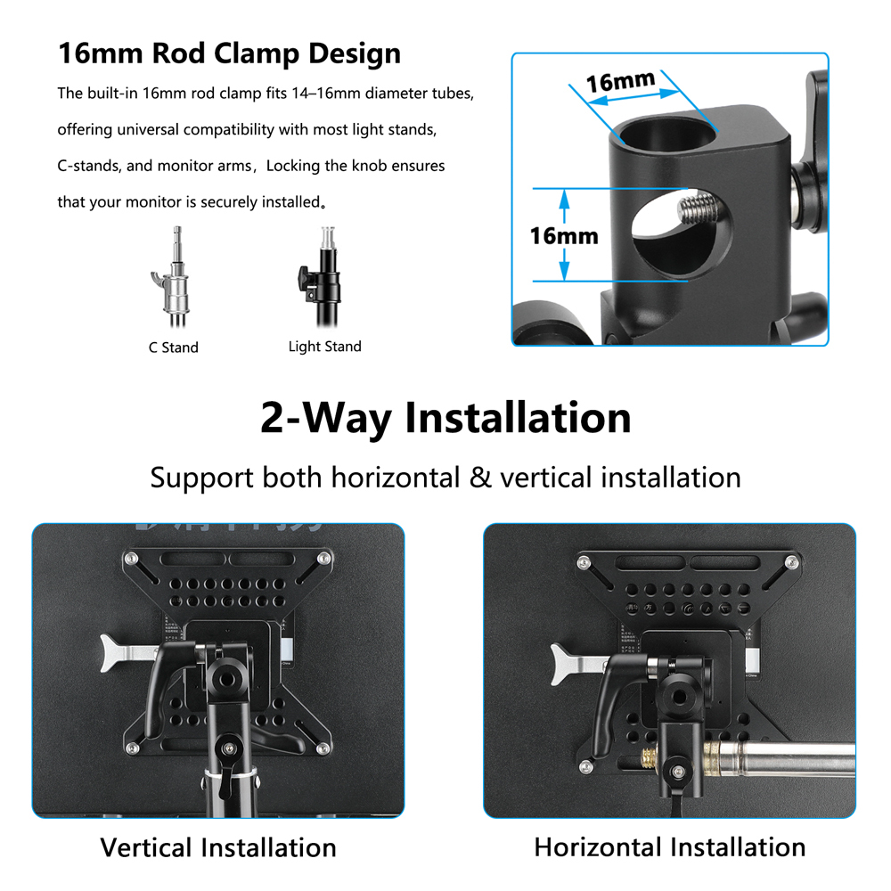 CAMVATE Adjustable 5/8" Pole Mount with V-Lock Wedge