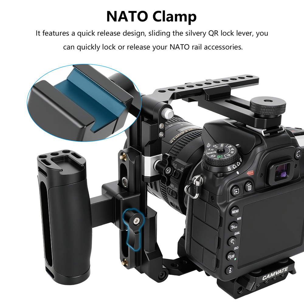 CAMVATE Side Handle with NATO Clamp Mount (Silicone Grip)