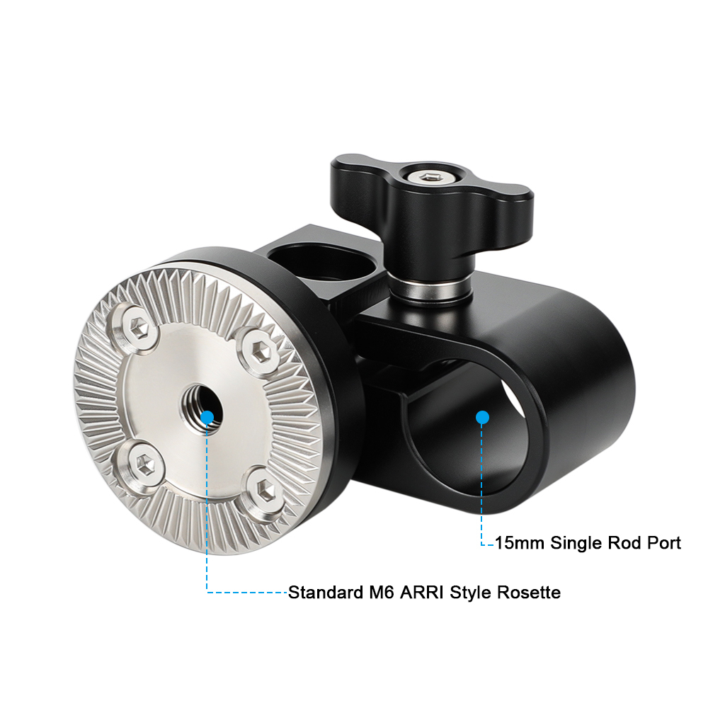 CAMVATE 15mm Single Rod Clamp with ARRI Rosette Mount for Handle Shoulder Rig (Black Thumbscrew)