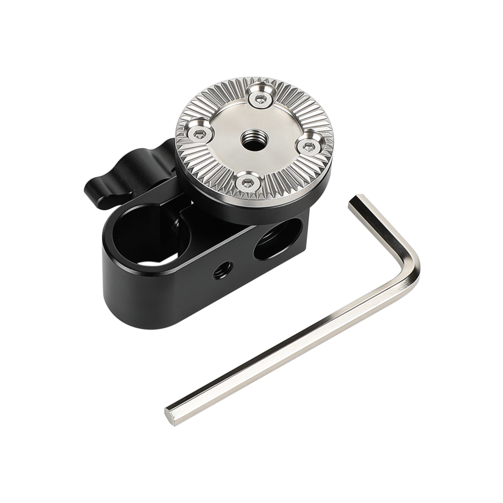 CAMVATE 15mm Single Rod Clamp with ARRI Rosette Mount for Handle Shoulder Rig (Black Thumbscrew)