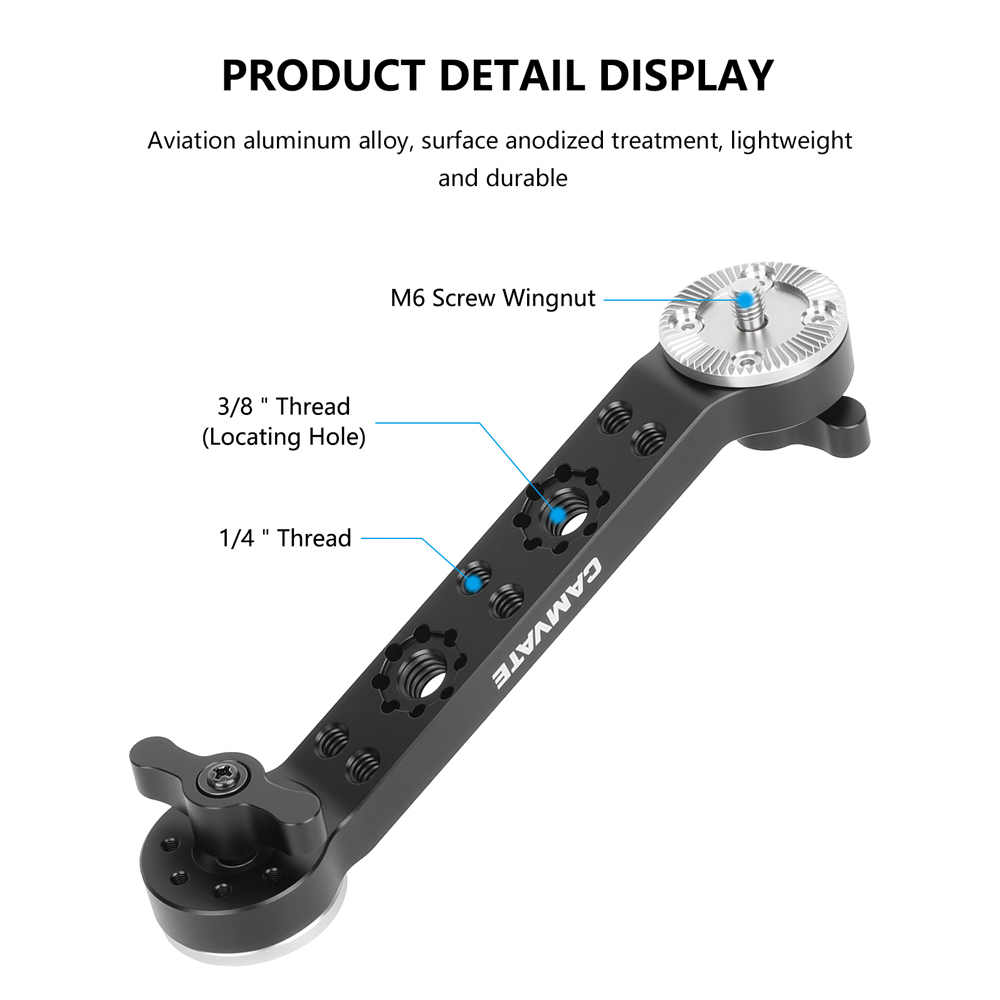 CAMVATE ARRI-Style Rosette Extension Arm with M6 Thread and Screw Mount