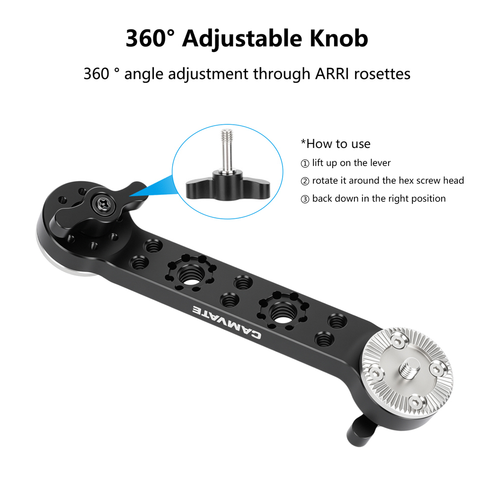 CAMVATE ARRI-Style Rosette Extension Arm with M6 Thread and Screw Mount