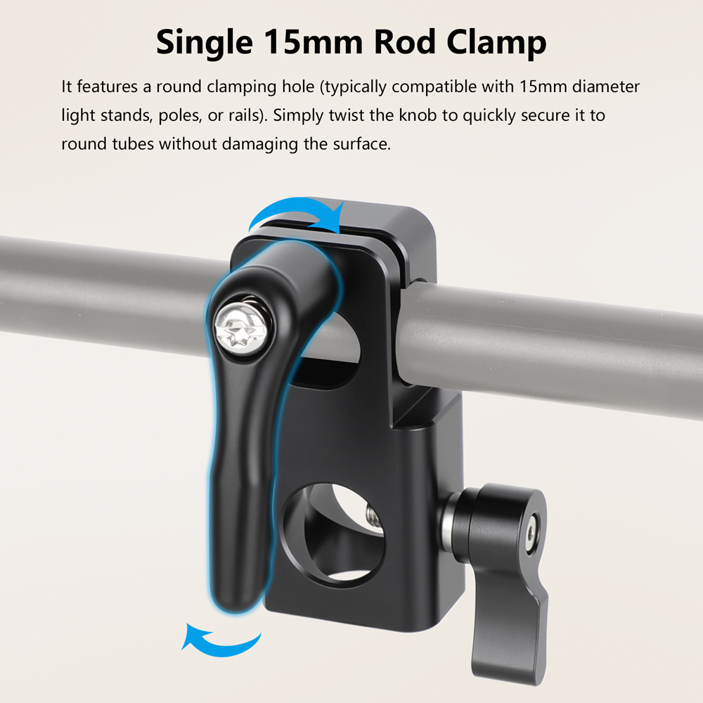 CAMVATE Light Stand Head (Internal Column Diameter 16mm) With 15mm Single Rod Clamp Adapter