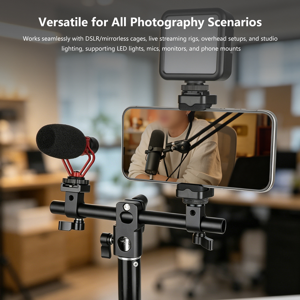 CAMVATE Light Stand Head (Internal Column Diameter 16mm) With 15mm Single Rod Clamp Adapter