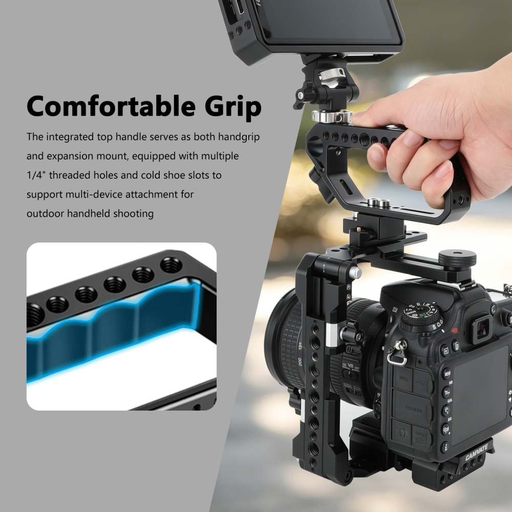 CAMVATE Camera Top Handle Grip with Cold Shoe & Anti-Twist ARRI Accessory Mounts
