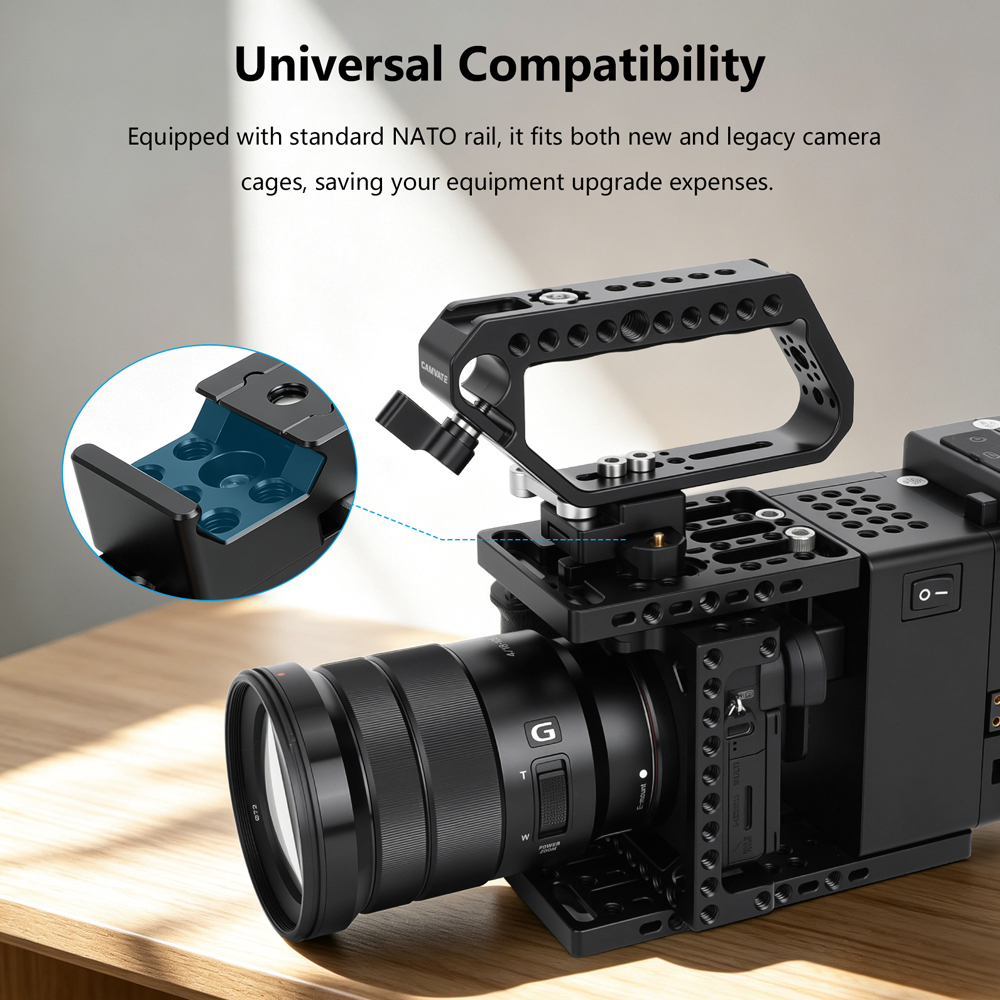 CAMVATE Camera Top Handle Grip with Cold Shoe & Anti-Twist ARRI Accessory Mounts