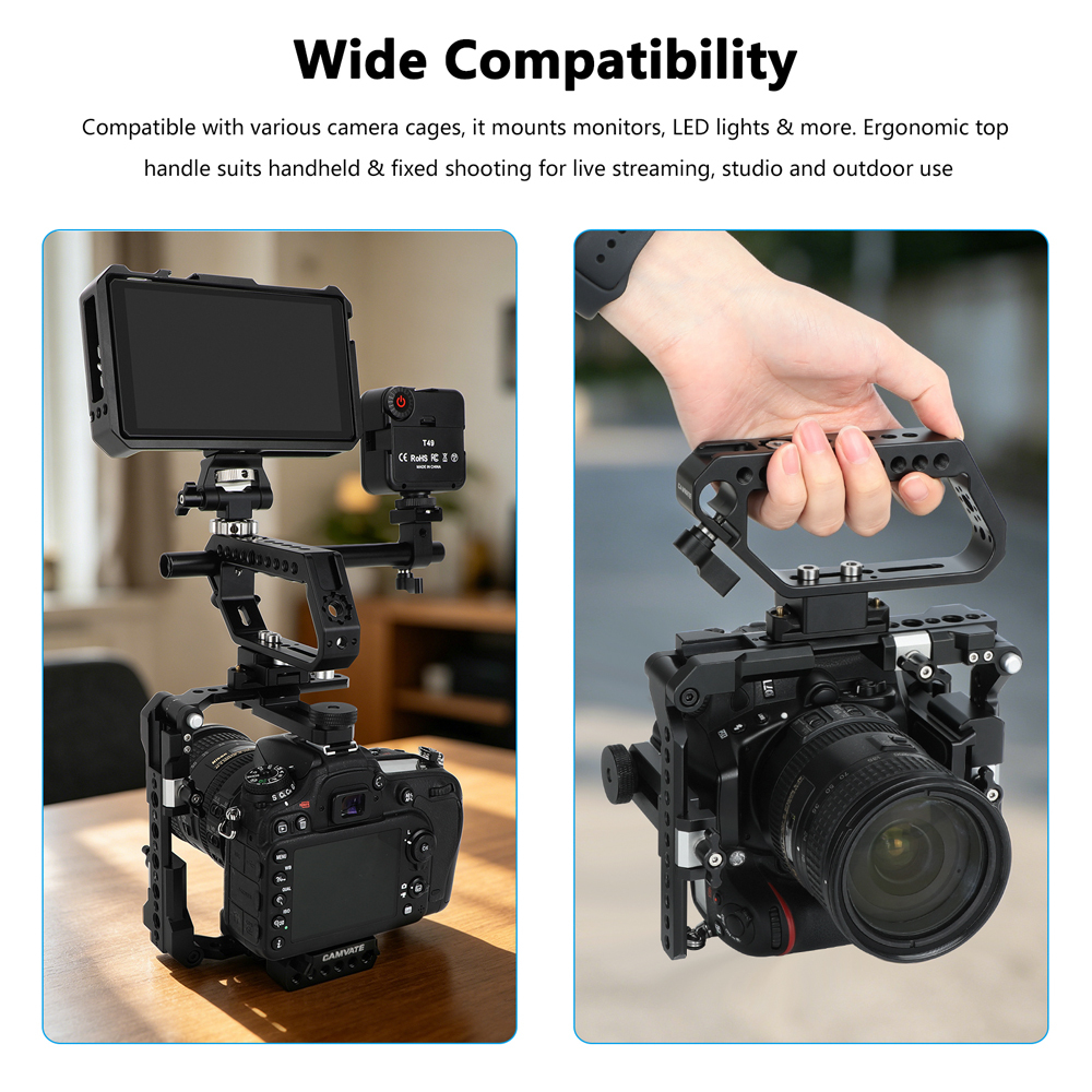 CAMVATE Camera Top Handle Grip with Cold Shoe & Anti-Twist ARRI Accessory Mounts