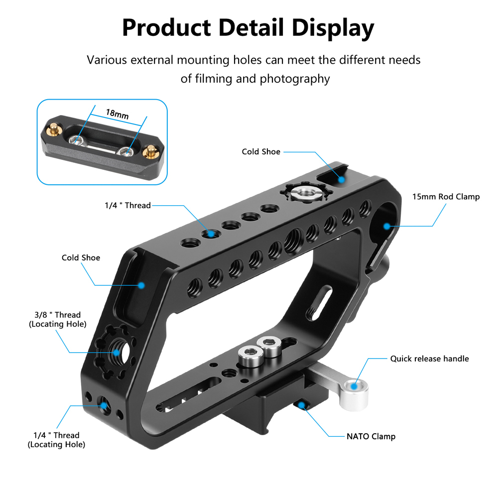 CAMVATE Camera Top Handle Grip with Cold Shoe & Anti-Twist ARRI Accessory Mounts