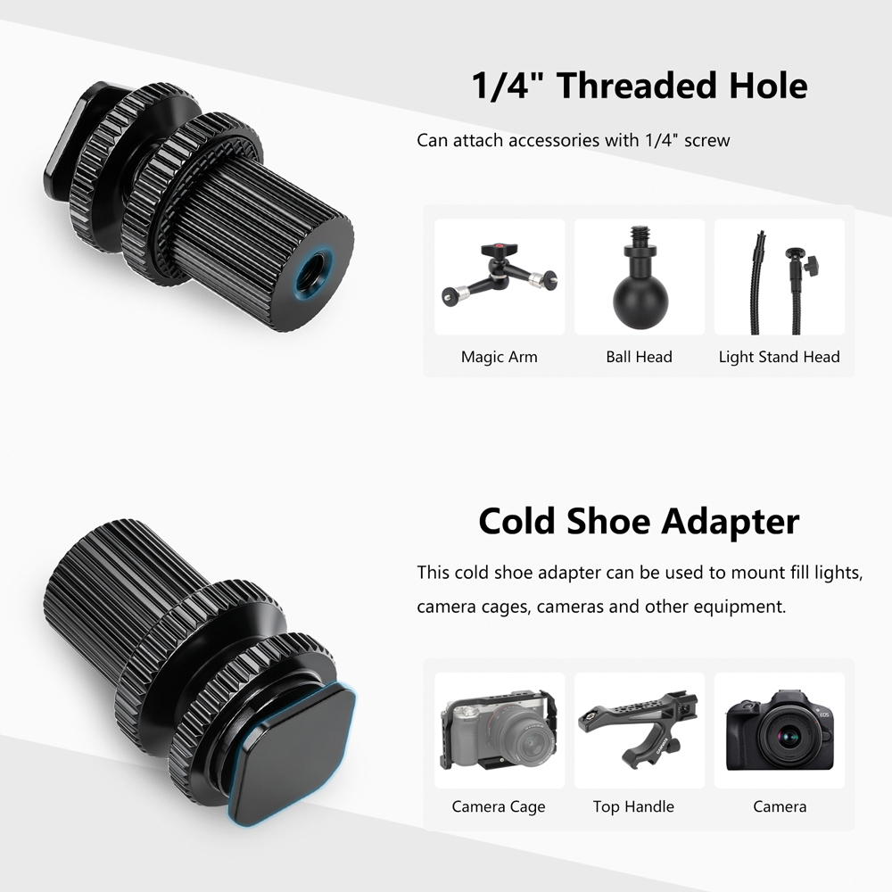 CAMVATE Camera Hot Shoe Mount To 1/4"-20 Female Thread Screw Adapter For DSLR Camera Rig (Red)
