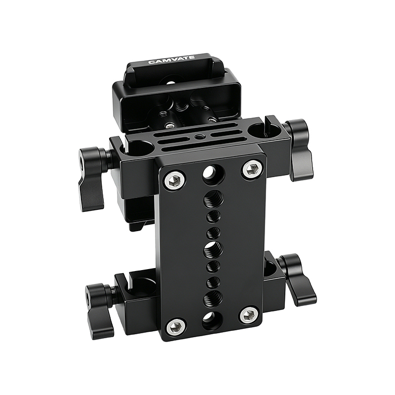 CAMVATE Manfrotto Quick Release Plate Connect Adapter With Double 15mm Rod Clamp For DSLR Camera Cage Kit
