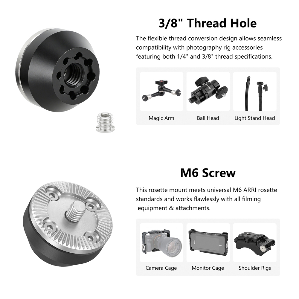 CAMVATE M6 ARRI Rosette Mount With 3/8"-16 Mounting Screw & ARRI Locating Pins