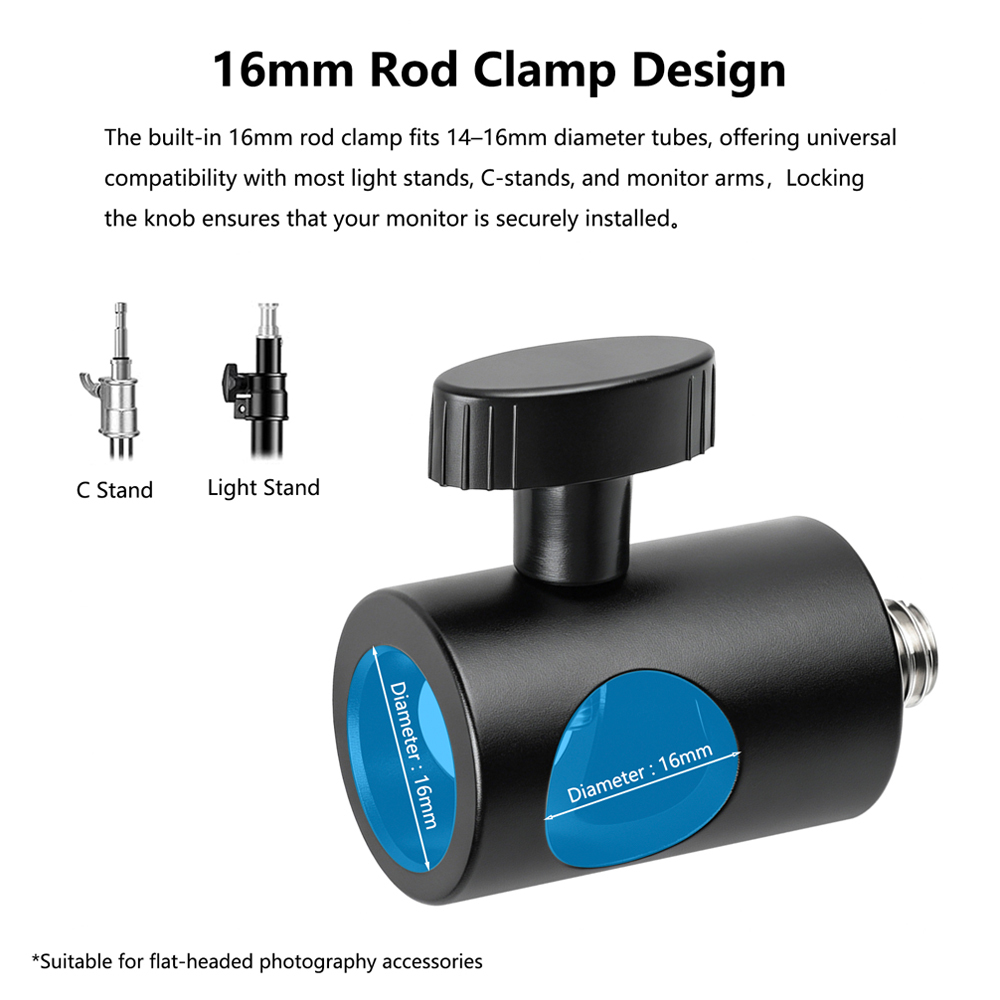 CAMVATE 16mm Light Stand Head Mount With 1/4"-20 Thread Screw Adapter