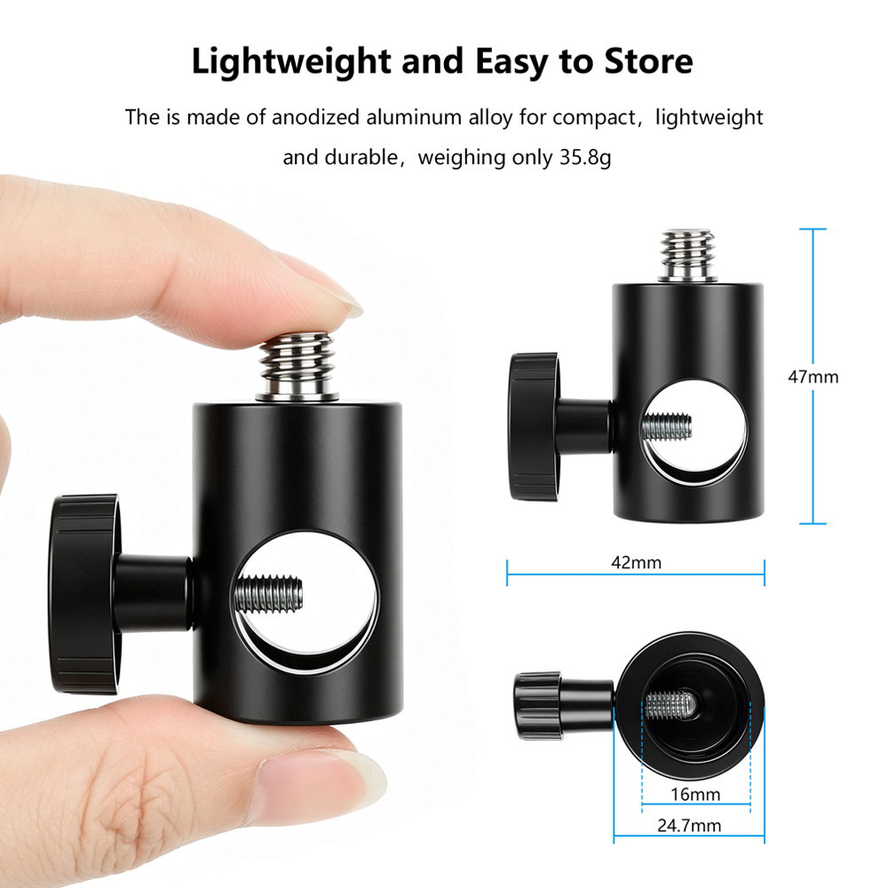 CAMVATE 16mm Light Stand Head Mount With 1/4"-20 Thread Screw Adapter
