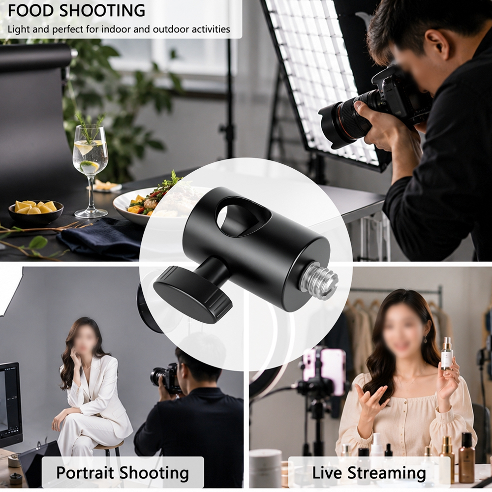 CAMVATE 16mm Light Stand Head Mount With 1/4"-20 Thread Screw Adapter