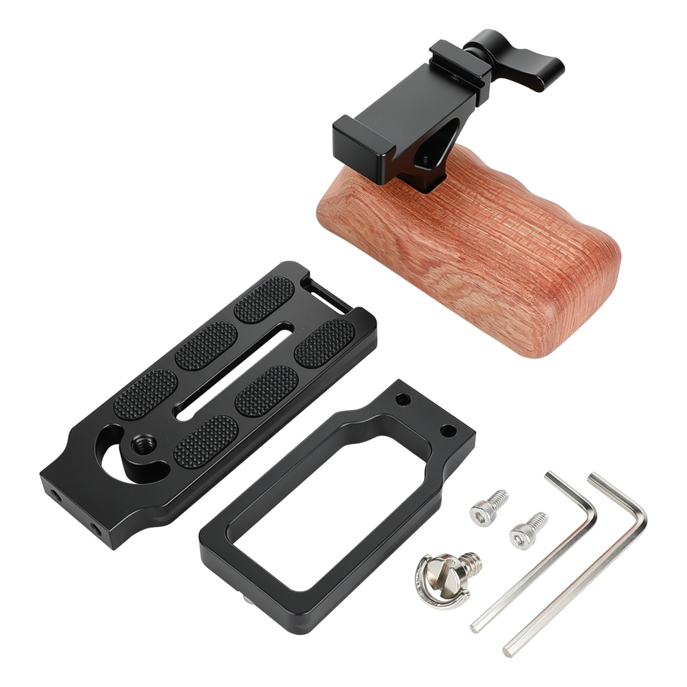 CAMVATE ARCA Quick Release L Baseplate With Wooden Handgrip (Left Side)