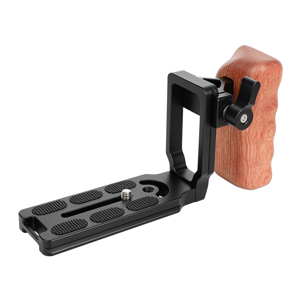 CAMVATE ARCA Quick Release L Baseplate With Wooden Handgrip (Left Side)