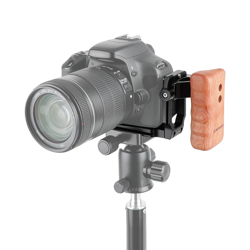 CAMVATE ARCA Quick Release L Baseplate With Wooden Handgrip (Left Side)